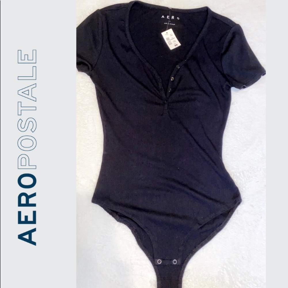 NEW W/ TAGS Aeropostale Black cotton bodysuit S